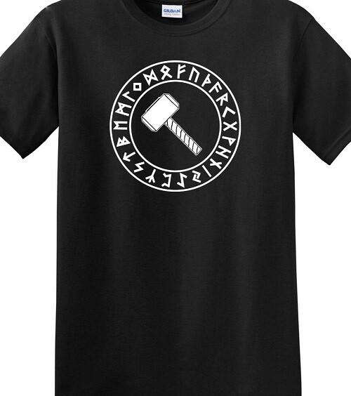 

Футболка Викинг Руны Молота Футболка Нордический Скандинавский Один Тор Локи Вальхалла XL