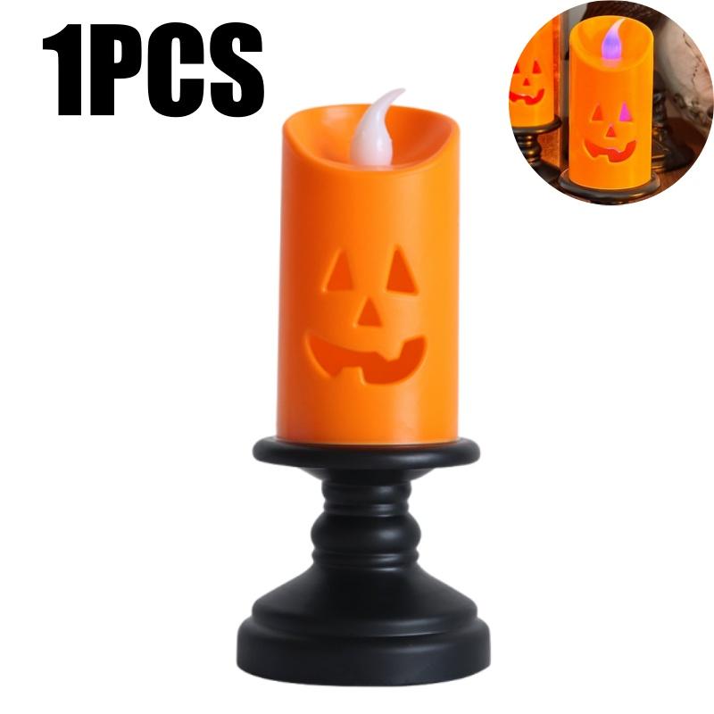 Pumpkin Candle Light Orange Flameless Candle Lights LED Lamps Festival Decor Light for Halloween Party Table Centerpieces