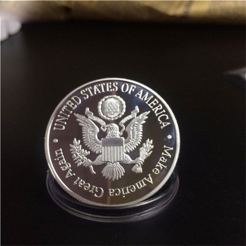 1Pcs Coin American 45th President Donald Trump Coin US White House The Statue of Liberty Silve