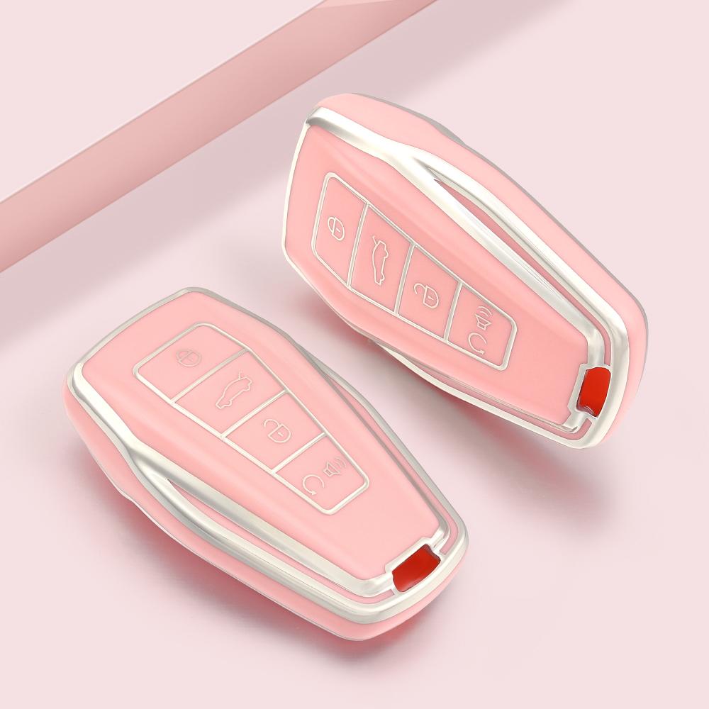 Soft TPU Car Key Case Fob Protector for Geely Coolray X6 X7 EX7 2024 Geometry C Emgrand UV GT GC9 Starray Accessories Keychain