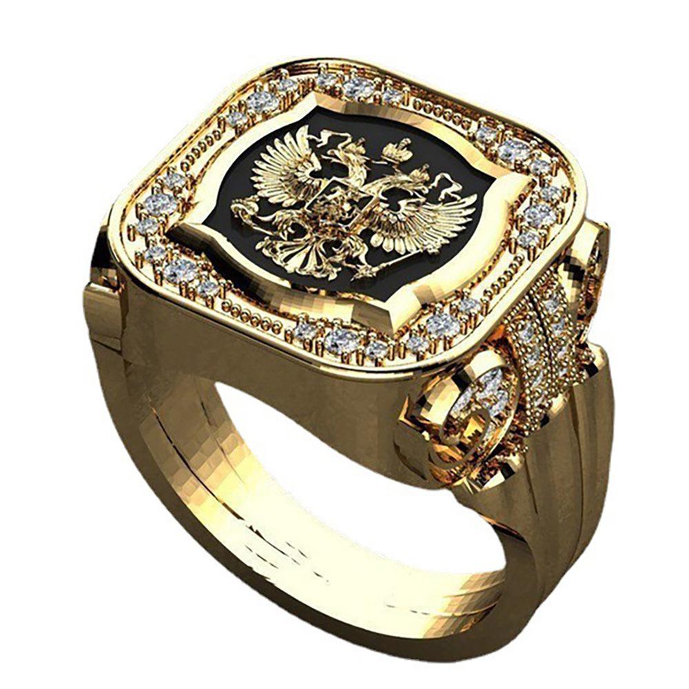 Eagle Ring Men's Engraved Badge Retro Seal Fashion Versatile Ring