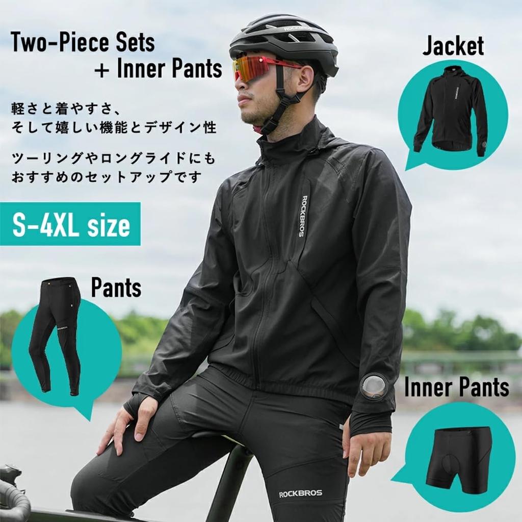 ROCKBROS Cycling Long Sleeve Top and Bottom Padded Cycling Pants for Road Bikes and and Size 3XL Jersey, Spring/Autumn, Set, Sweat-Wicking,