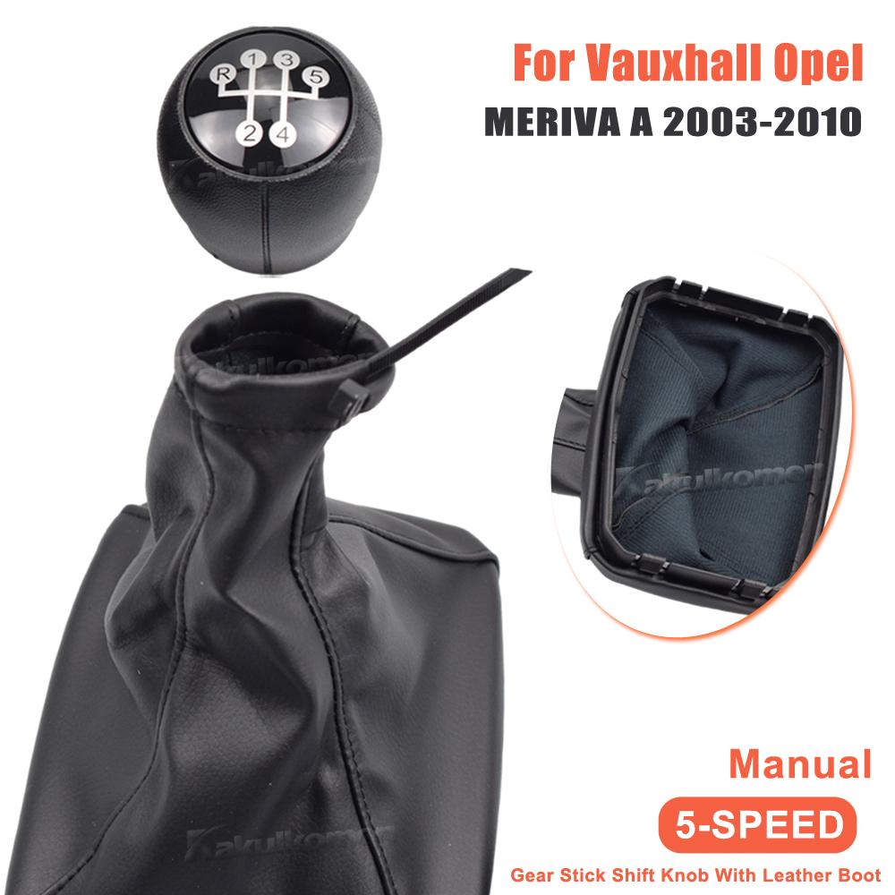 Car 5 Speed Gear Stick Shift Lever Knob With Leather Boot For Opel Vauxhall MERIVA A 2003 2004 2005 2007 2008 2009 2010