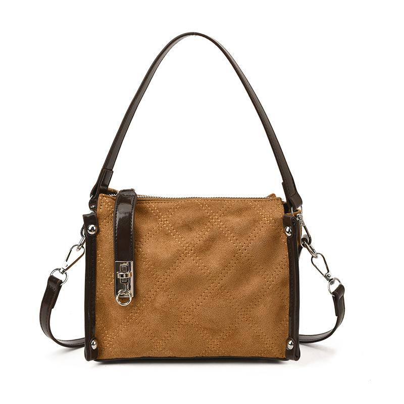 Rhombus retro design 2025 new texture casual large-capacity handbag suede premium oblique span bag
