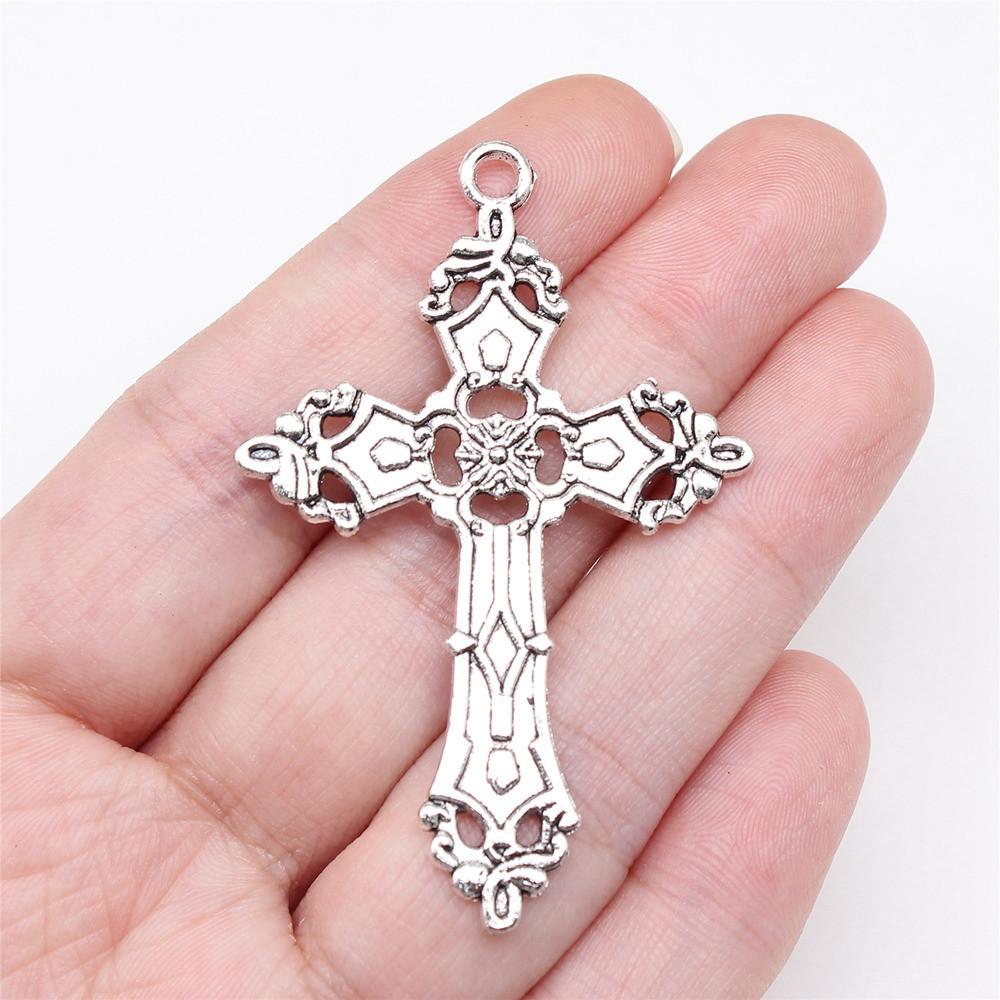 Large Crosses Detailed Religious Charm Antique Bronze Zinc Alloy Jewelry Making Supplies Necklace Making DIY Charms
