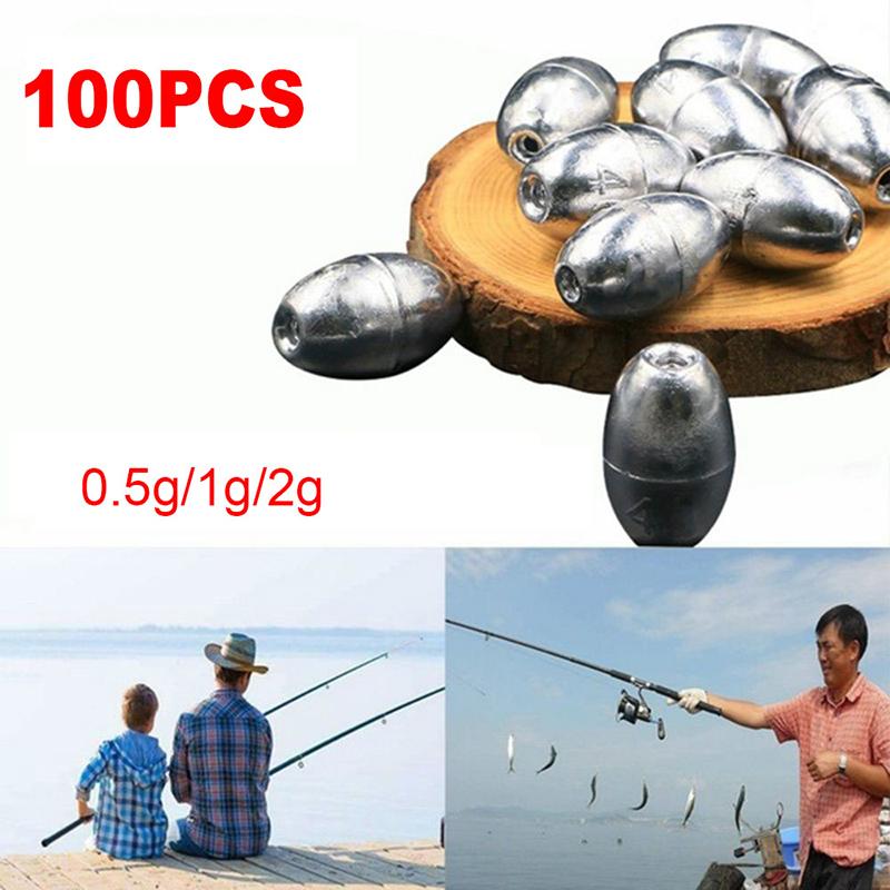 100 Stück Olivenform Angelblei Senker Fall Zusätzliches Gewicht Senker Fischfangzubehör