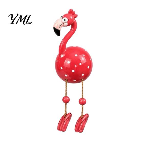 Resin Animal Ornament Cute Dangle Leg Flamingo Figurine, Tropical Polka Dot Statue, Whimsical Home Decor for Indoor Outdoor Patio Yard Shelf Party