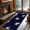 Seahorse Print Runner Rug Cartoon Starfish Seahorse Octopus Pattern Carpet Ocean Theme Hallway Anti-Slip Floormat for Doorway