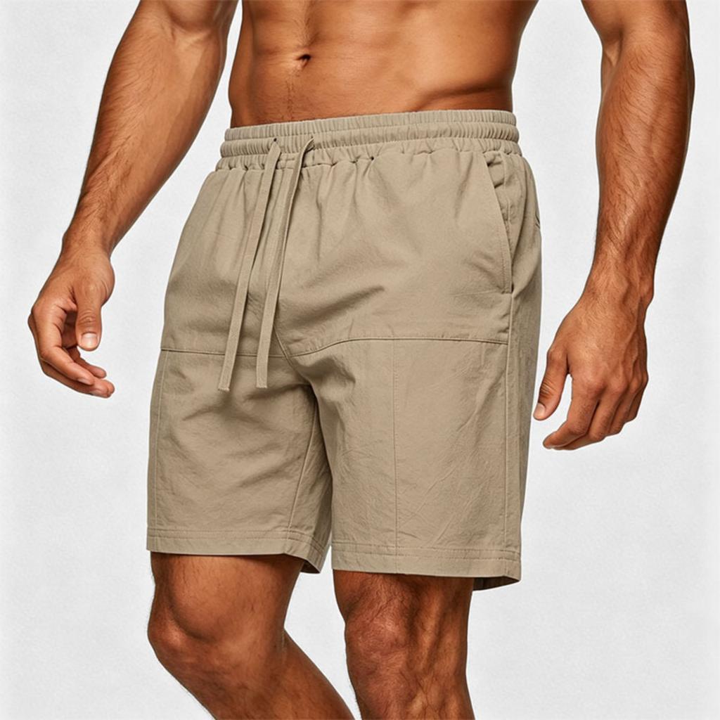 Men Linen Lightweight Breathable Shorts Drawstring Waist Relaxed Fit Elastic Casual Beach Fitness Shorts for Vacation Workout
