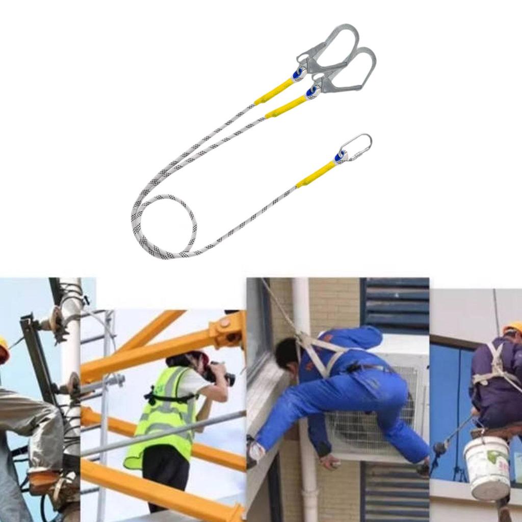 Climbing Safety Lanyard Restraint Belt Carabiner Protective Rope Polyester And Steel Material