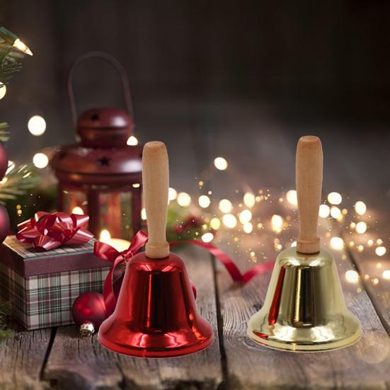Hand Bell Iron Art Wooden Handle Bell Festival Decoration Hand Held Ringing Bell Christmas Party Service Bell Party Supplies