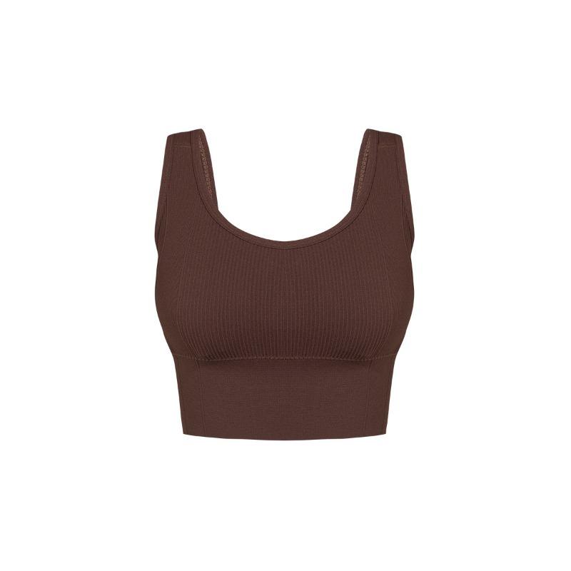 Ribbed U Neck Crop Tank Top Sleeveless Casual Sports Cami Top