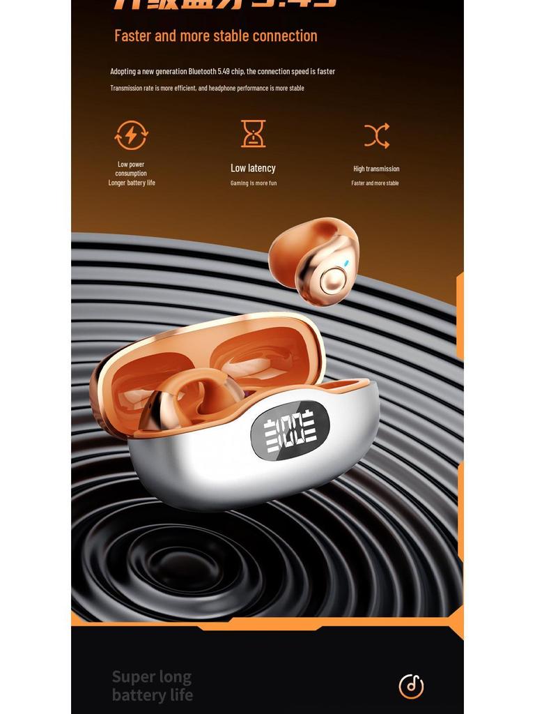 2025 H205 Bluetooth Earclip Headphones, In-Ear, Long Battery, Noise-Cancelling for Running and Sports.
