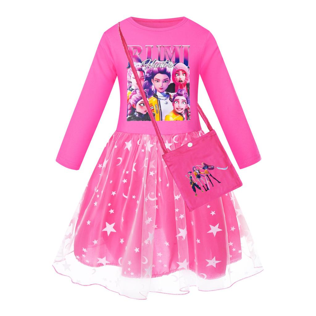 

Дитяча Дівчатка Аніме Мультфільм ПОП Співачка Суперзірка Румі Зої Міра Принт Сітка Райдужна Круглий Виріз Повсякденна Бавовняна Сукня 120cm