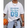 Bílé tričko s kulatým výstřihem s potiskem Los Angeles New York 09 Streetwear Casual Wear