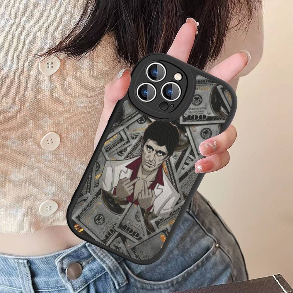 

Classic S-Scarface Film Tony Leather Phone Case For IPhone 16 16e 15 14 13 12 11 Pro Max Plus Mini Cover iPhone 15pro max