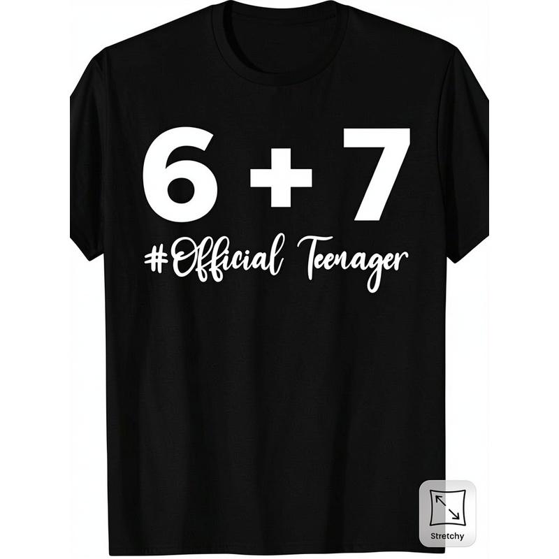 13Th Birthday Teenager 13 Year Old Boys T-Shirt Casual Crew Neck With Geometric Pattern, Slight Stretch Fabric, Regular Fit, Perfect For All Seasons