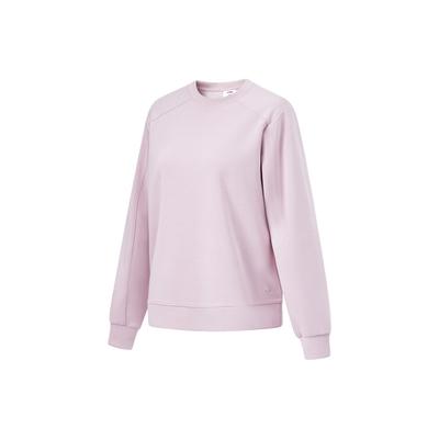 Li Ning Fitness Series Solid Color Round Neck Knitted Pullover Sweatshirt Women Sweatshirt Lotus-Pink-Purple AWDU110-5