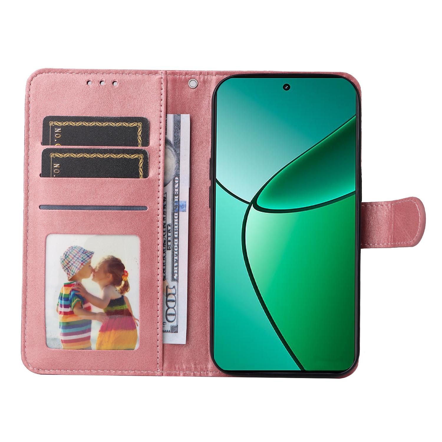 

For Realme 12 4G/12+ 5G Case Viewing Stand 3 Card Holder PU Leather Phone Cover Pink