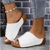 Summer New Slope Heel Platform Slippers Open-toed Fish Mouth Sandals Foreign Trade Women's Shoes Large Size Cross-border Cool Slippers