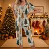 Women's Casual Christmas Print Two-Piece Outfit with Short Sleeve Top and Pants