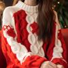 FL232636 Beautiful Red Knit Sweater for Women - Stylish and Cozy Autumn/Winter Top