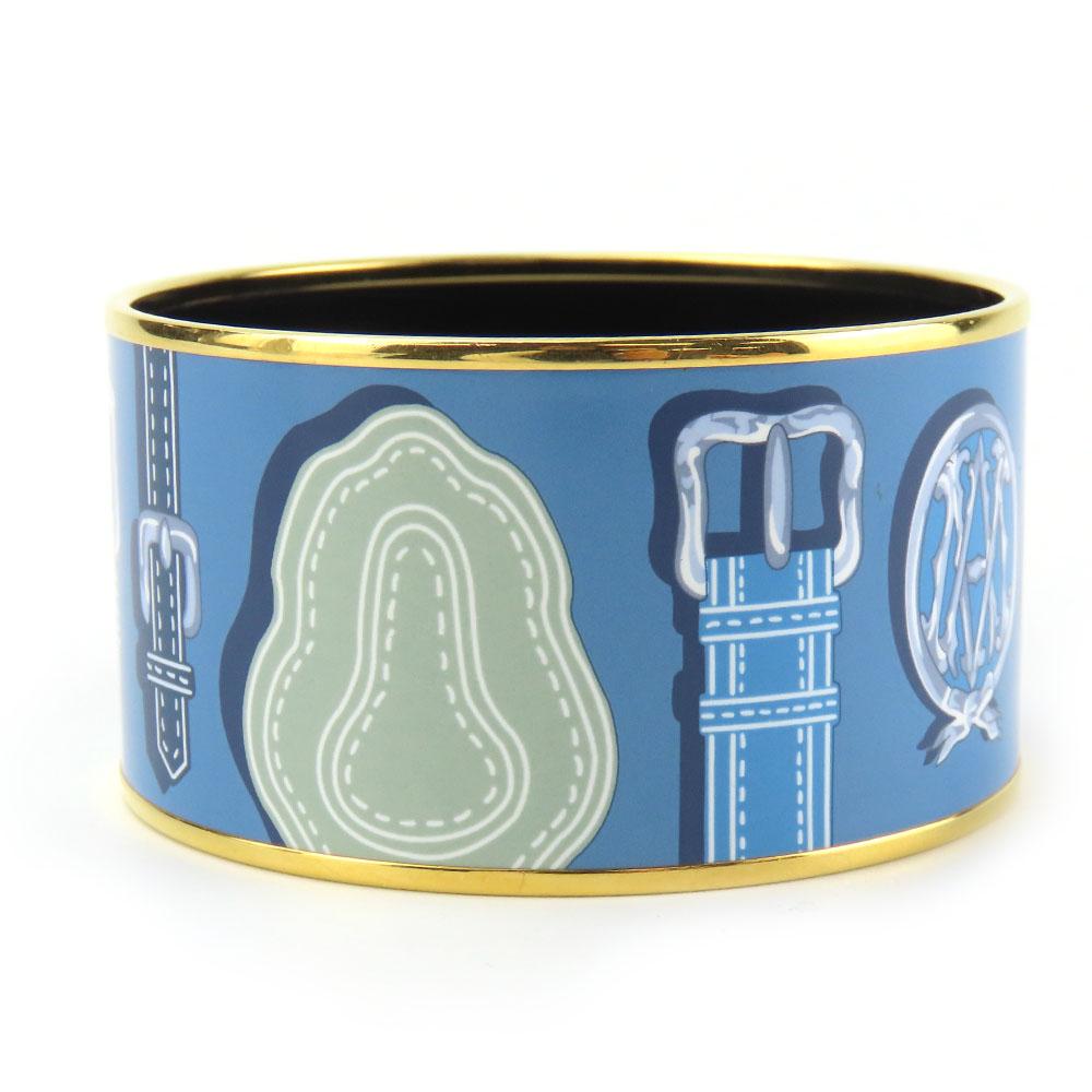 Used HERMES Bracelet Emile TGM Metal 65.5g Blue Multicolor Bangle