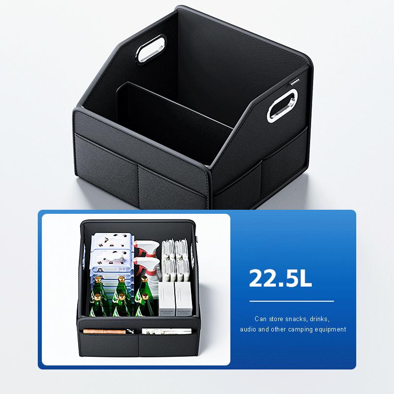Car Trunk Organizer Storage Box PU Leather Vehicle Folding Collapsible Cargo Boot Organiser Box For SUV MPV Auto Seat Back Box