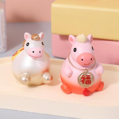 Cartoon Horse Figurine Bring Good Luck Wealth Mini Horse Statue Spring Horse Fidget Toy New Year Decoration Ornament