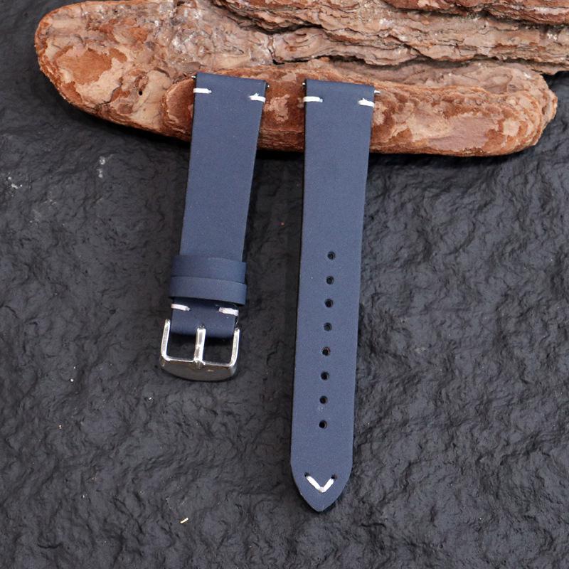 Universal Quick Release Matte Leather Watch Strap for Huawei - Retro Crazy Horse Leather with Apricot Tail, Sizes 18/20/22