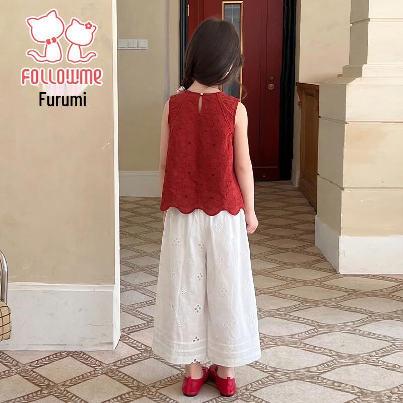 Fuloumi Girls' Embroidered Floral Two-piece Summer Set