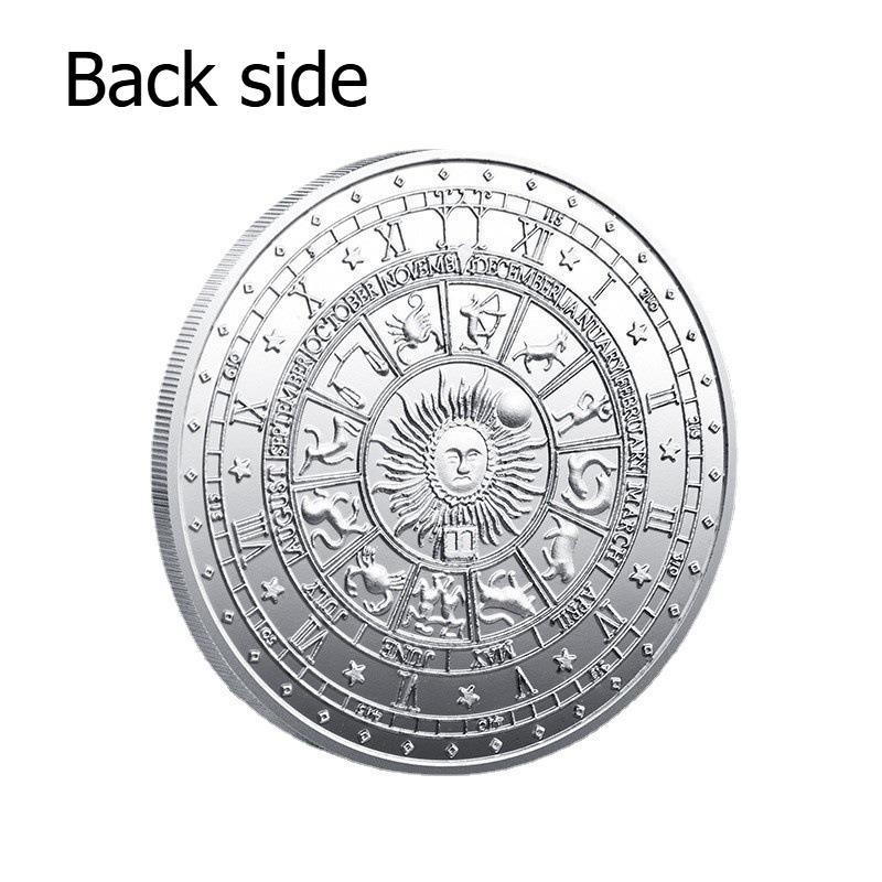 Twelve Constellation Commemorative Coins, European and American, Sun and Moon Gods, Lucky, Colorful, Constellation Enthusiasts, Collected Silver Coins