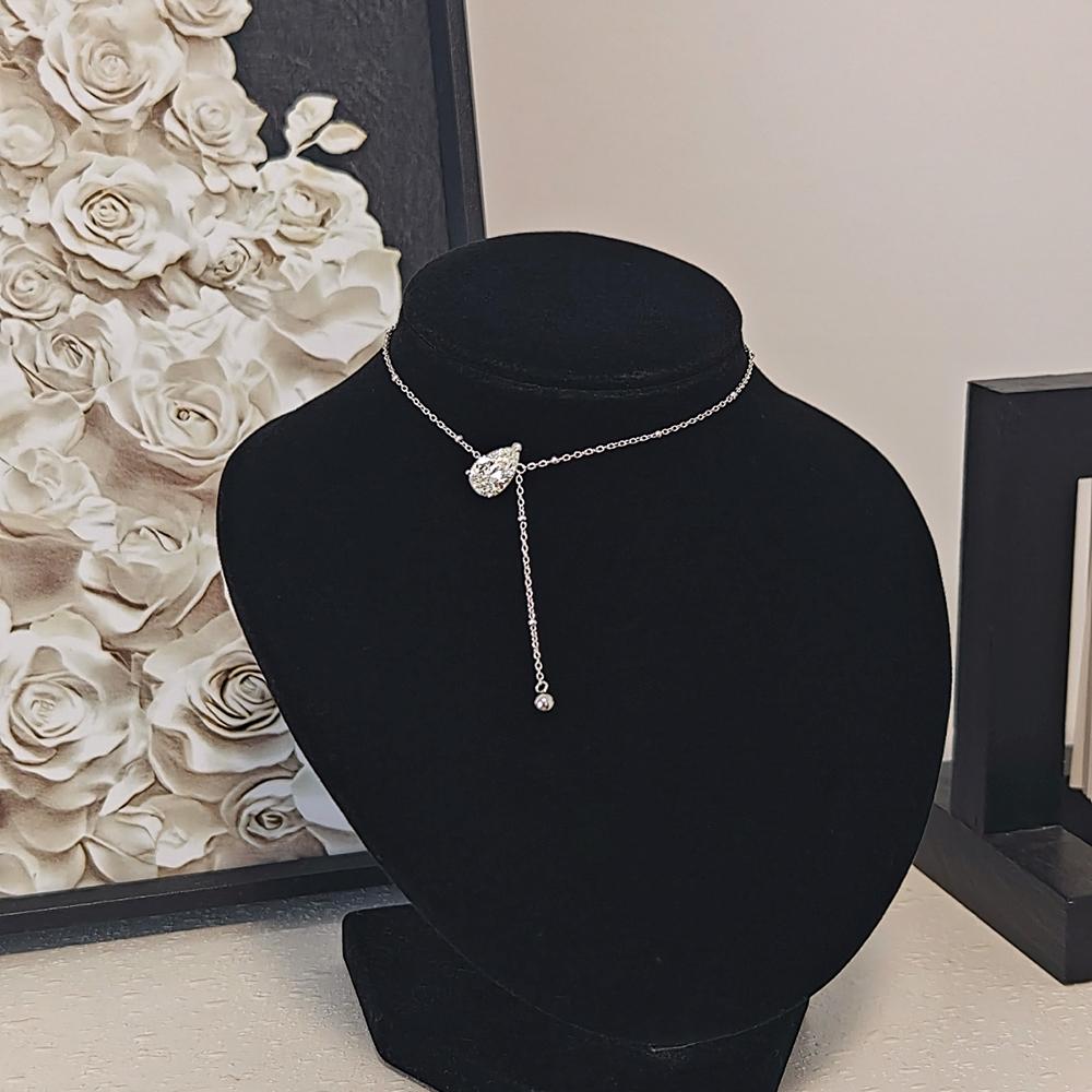 Zertifizierte 1/2/3 Karat Wassertropfen Moissanit Anhänger Halskette Für Frau S925 Silber Y-Stil Tropfen Schliff Solitär Diamant Halskette
