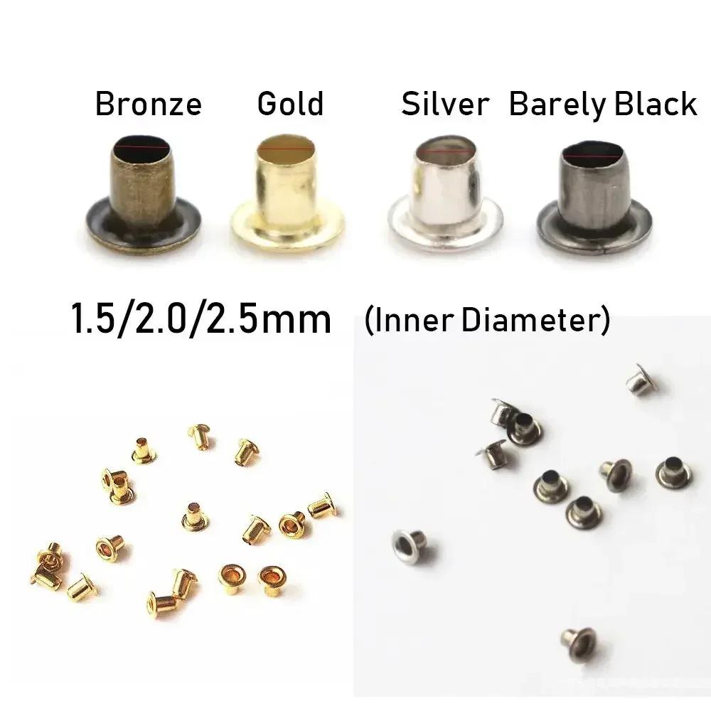 50 ks/Sada 1,5/2,0/2,5/5 MM Mini kovové kroužky Průchodky Kožené řemeslo DIY Přezky na panenky Boty Praktické šicí doplňky
