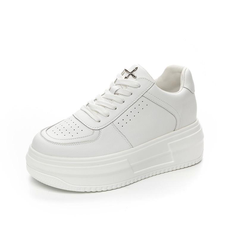Little white shoes women's new women's shoes versatile shoes  breathable leather thick soles increase height casual board shoes women