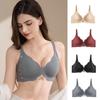 Women's Seamless Lace Butterfly Bra with Soft, Fixed Cups and Deep V Design