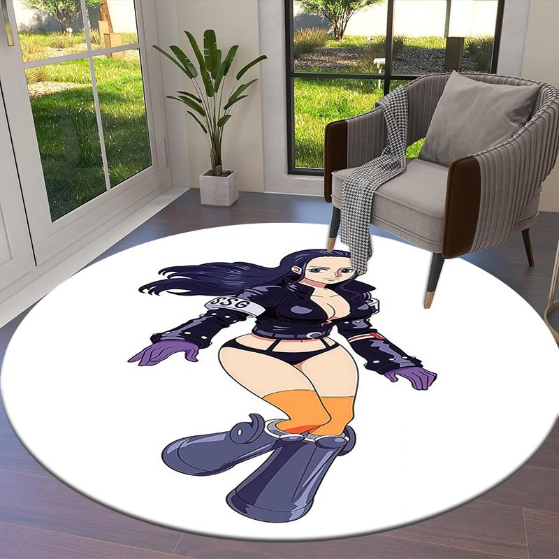 One Piece Boa Hancock Round Area Rug Carpet Rug For Living Room Bedroom Sofa Playroom Decor Nonslip Floor Mat