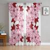 Floral Pink Tulle Sheer Window Curtains For Living Room The Bedroom Modern Chiffon Voile Organza Curtains Decor Drapes