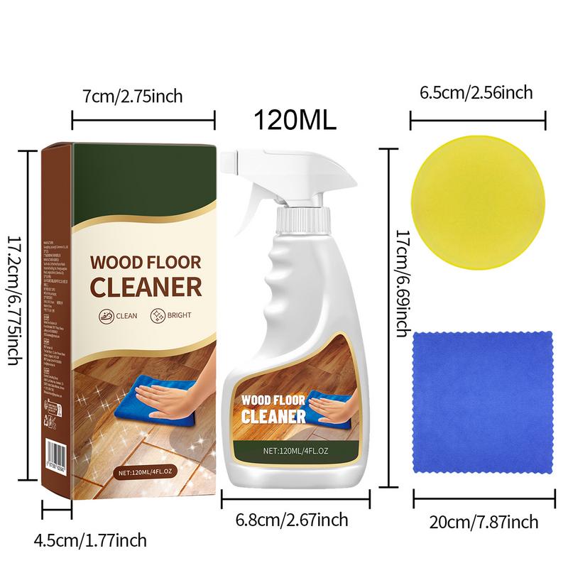 Wood Floor Cleaner 120ml Powerful Wood Floor Cleaner Spray Deodorizing Spray Liquid Cleaning Supplies With Sponge And Towel