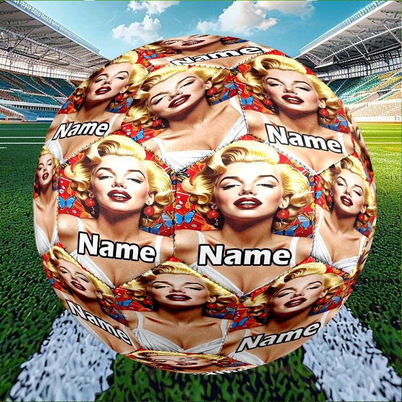 Custom Name Personalized Marilyn Monroe Print Size 5 Soccer Ball Training & Match Football, for Team, Kicking, Gift for Football