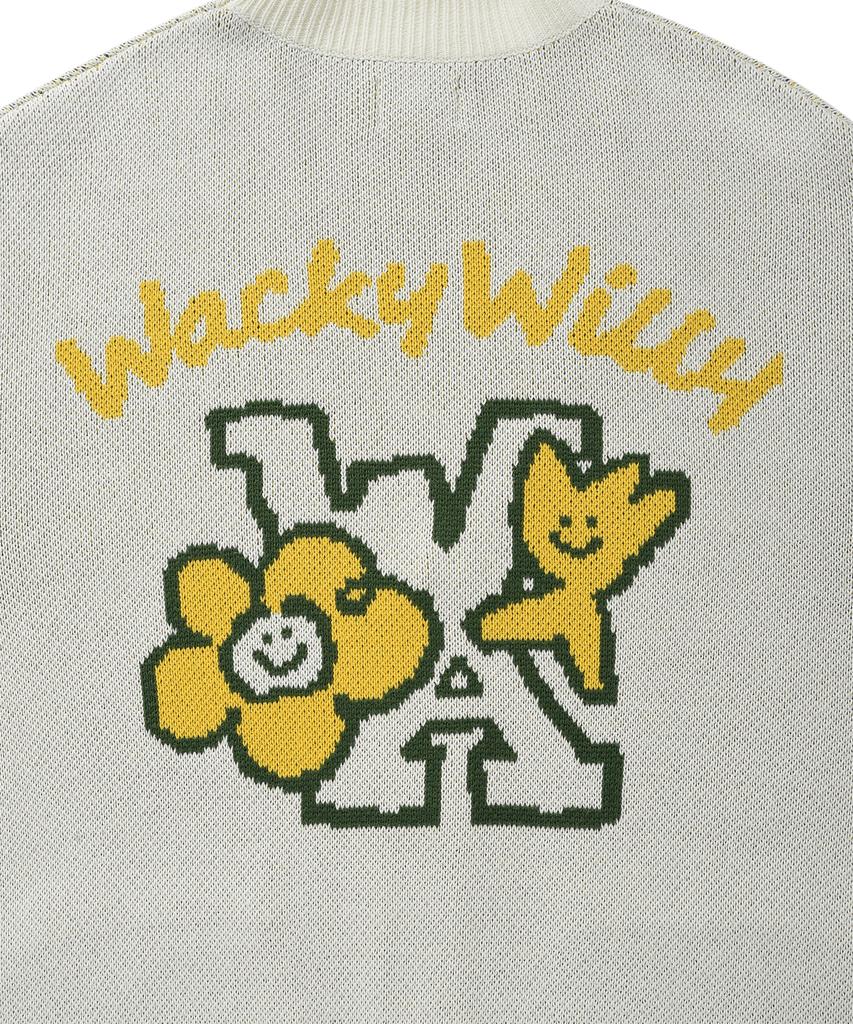 Wacky Willy Kiki & Lily Patch V-Neck Cardigan Cream