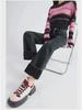 Women's Thick Wide-Leg Jeans: Pear-Shaped, Velvet-Lined, Warm & Versatile - Black & Gray.