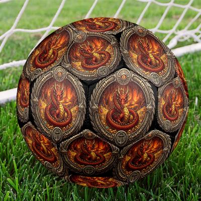 Dragon Treasure Emblem Round Football Size 5 Adult Ball Suitable for Training Matches and Outdoor Team.