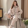 Coral Fleece Pajamas Women'S Winter Fleece Thickened Three-Layer Padded Set Women'S Thermal Loungewear