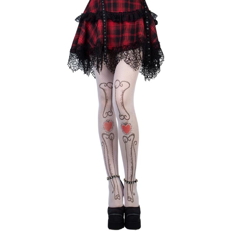 

Женские Сексуальные Колготки Сетчатые Чулки Колготки с Узором Кость Сердце на Хэллоуин Чулки до Бедра Кружевные Леггинсы Колготки 1 белый