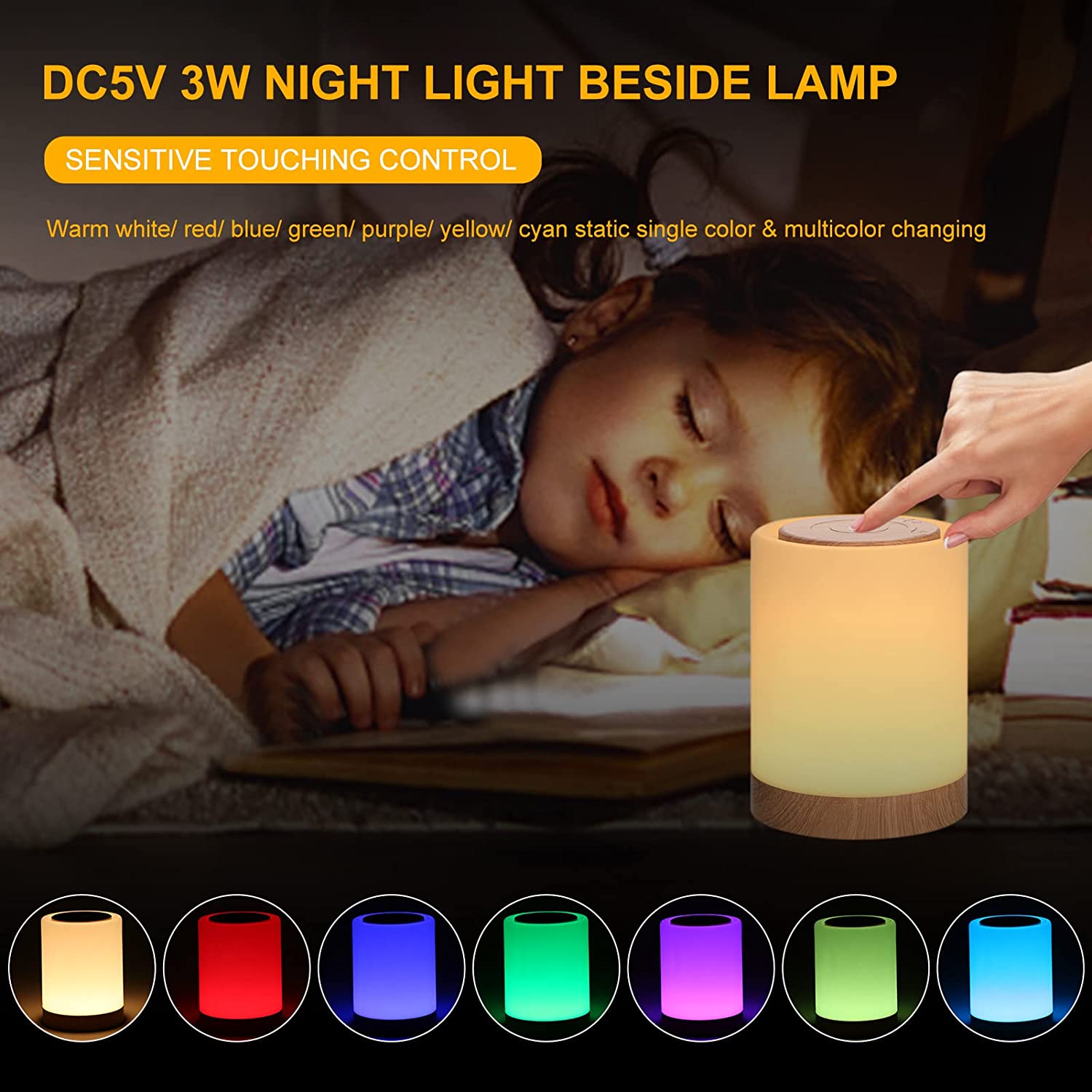 

EWNL-15 Touch Control RGB Color Table Light Bedroom Bedside Night Light Ambient Lamp A