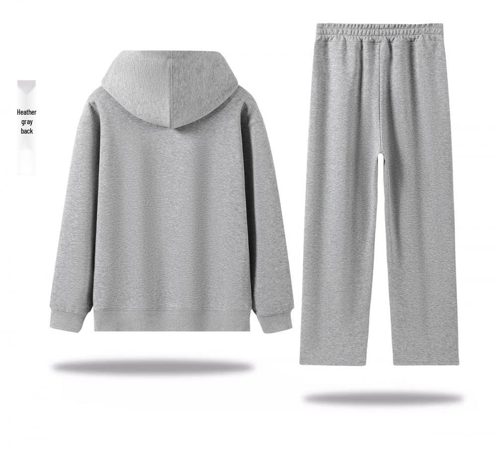 2025 Women's Autumn/Winter Hooded Sweatshirt & Flat Hem Sweatpants Set - Trendy American Brand Loose Fit, 300g Weight.