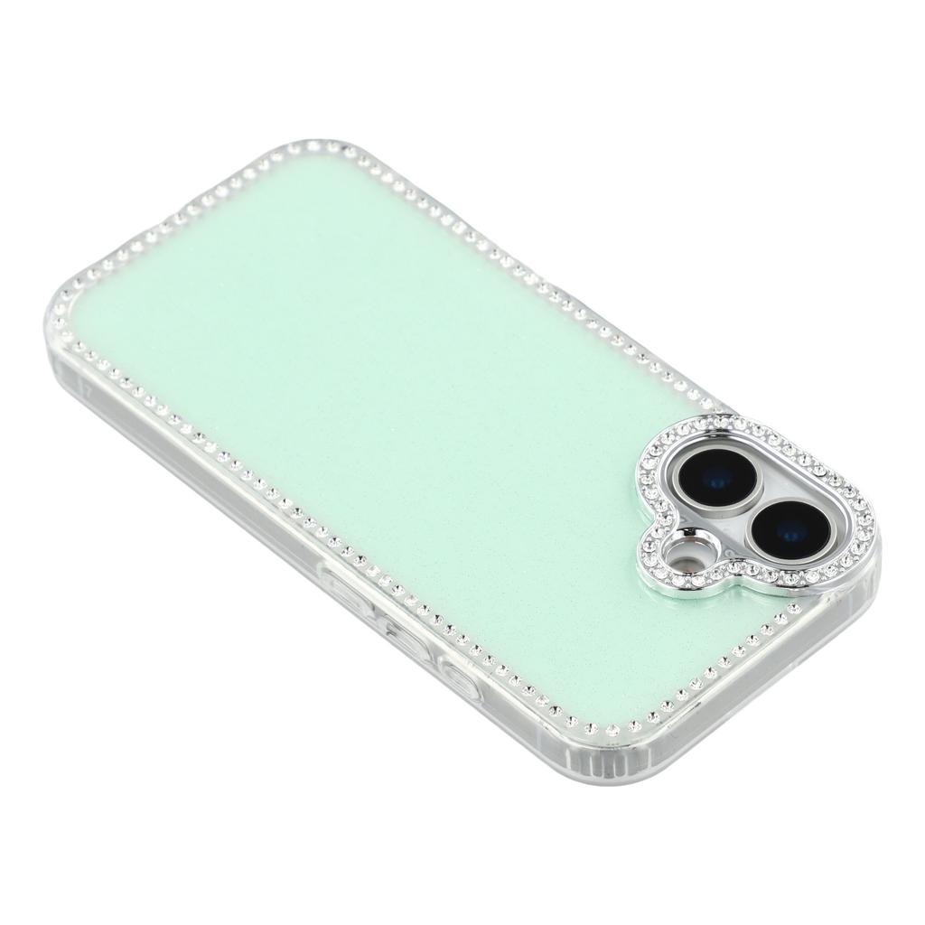 For iPhone 17 Case Rhinestone Edge Glitter Back TPU+PC IMD Phone Cover