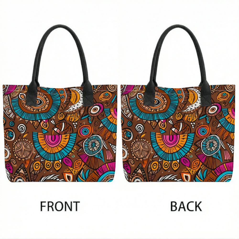  Bohemian Pattern Tote Bag Large Shoulder Handbag for Daily Use 