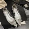Fashion Women's Flat Shoes Spring New Pointed Head Shallow Mouth Crystal Buckle Soft Sole Anti-slip Wear-resistant Low-top Shoes